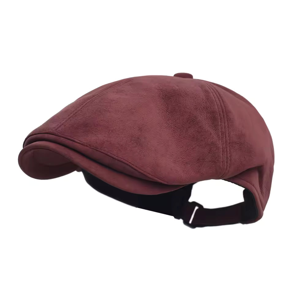 Casquette Chaude en Cuir Mélangé